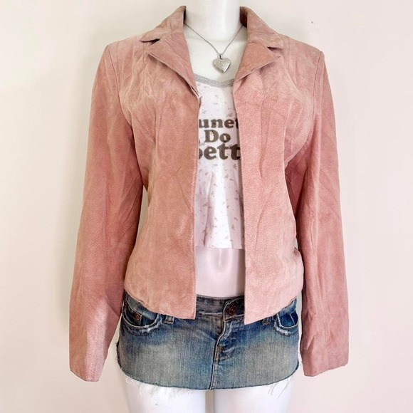 Wilson’s Leather Jackets & Blazers - vintage wilsons leather suede jacket dusty pink fitted blazer size S